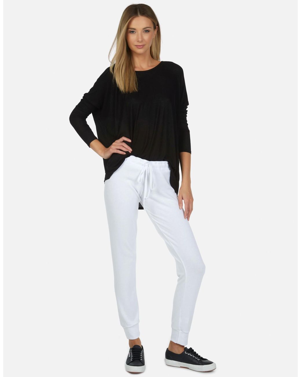 Michael Lauren Black Hunter Core Draped Tee