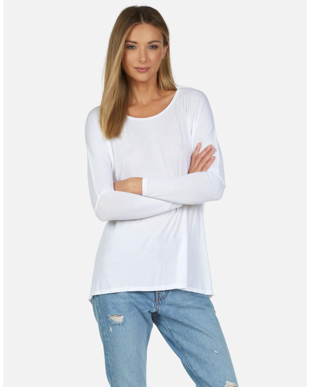 Michael Lauren White Hunter Core Draped Tee