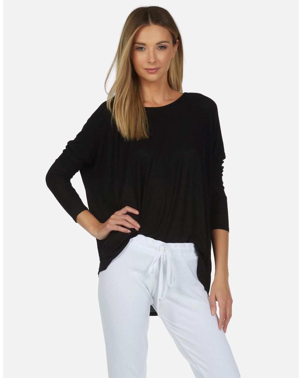 Michael Lauren Black Hunter Core Draped Tee