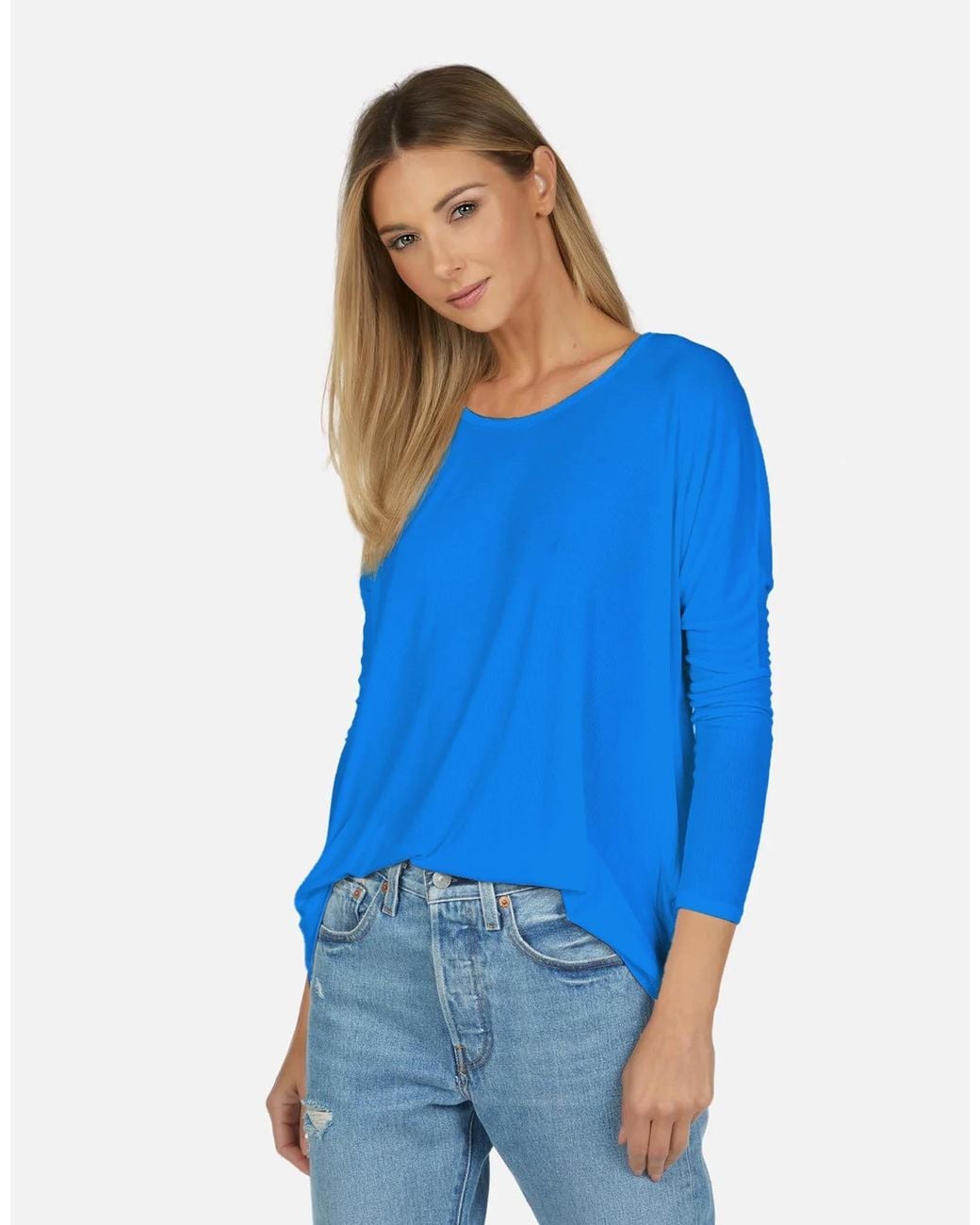 Michael Lauren Blue Hunter Core Draped Tee