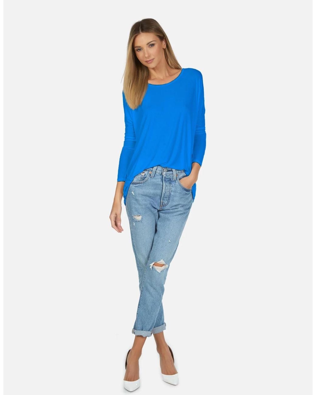 Michael Lauren Blue Hunter Core Draped Tee