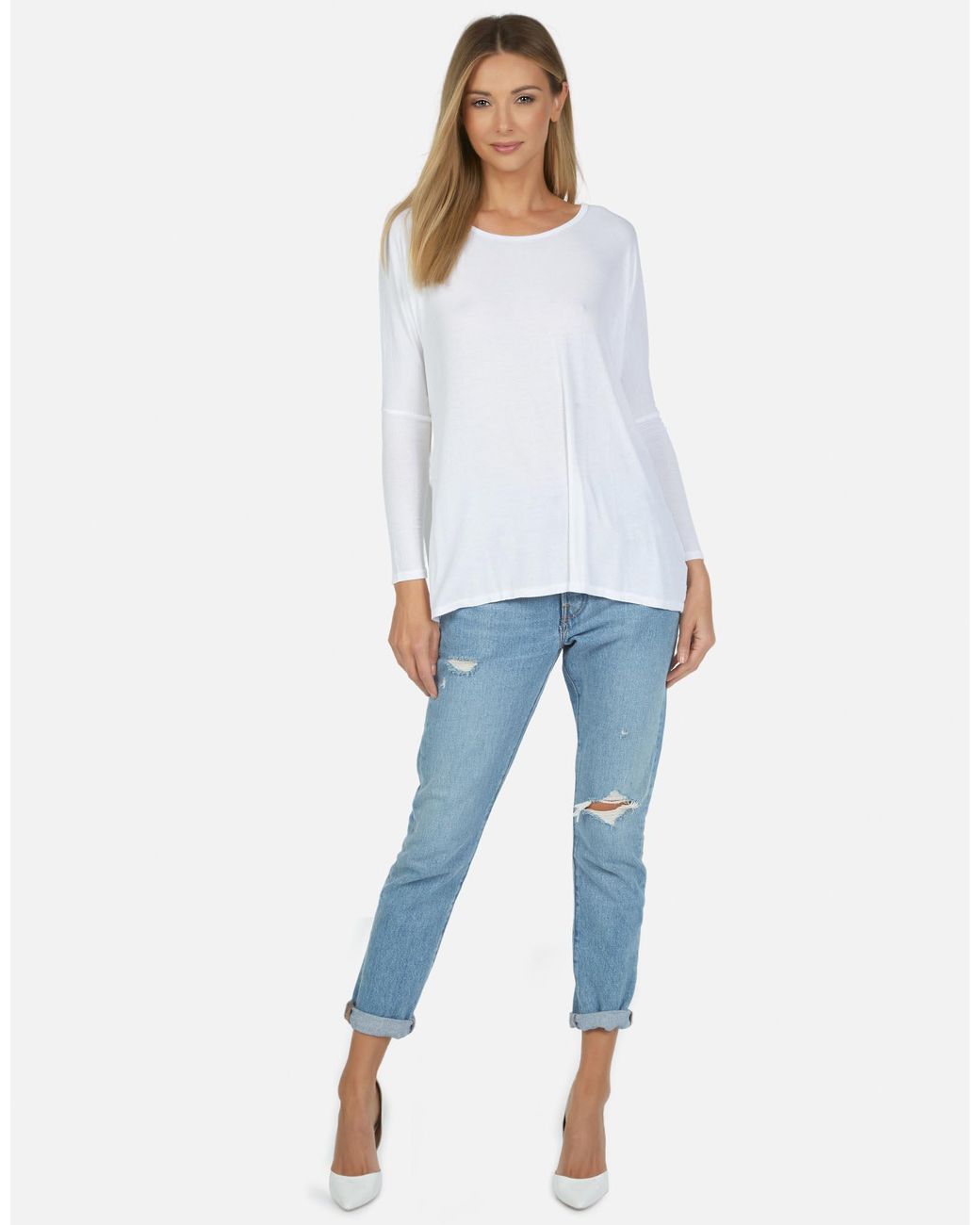 Michael Lauren White Hunter Core Draped Tee
