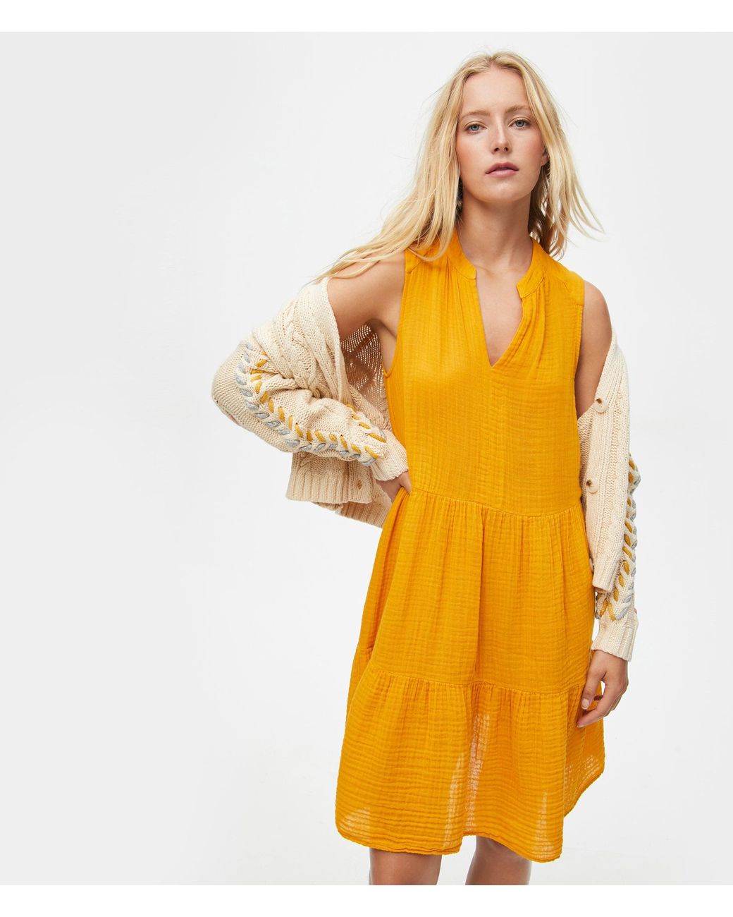 Michael Stars Daisy Gauze Dress in Amber (Yellow) Lyst