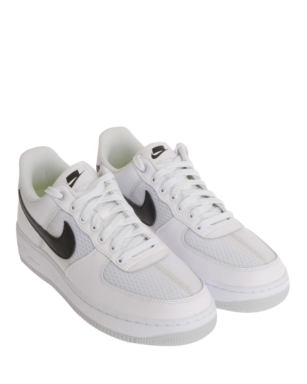 Nike Air Force 1 '07 Lv8 White Mesh And Leather Sneakers With Black Logo  for Men | Lyst Australia