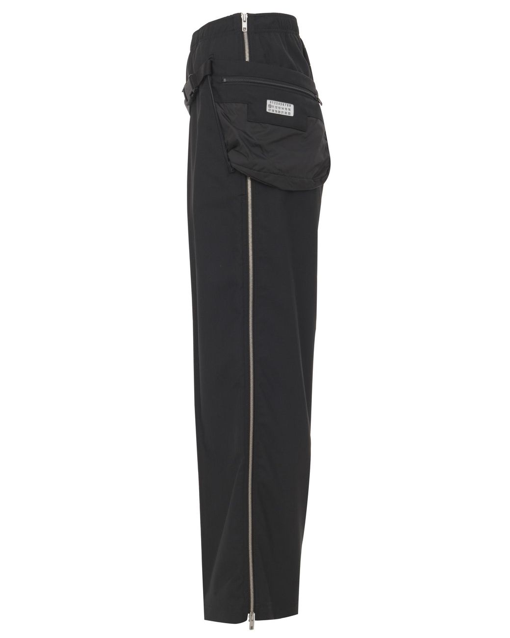 Maison Margiela Black-wool Trousers With Side Bumbag, Elasticated 