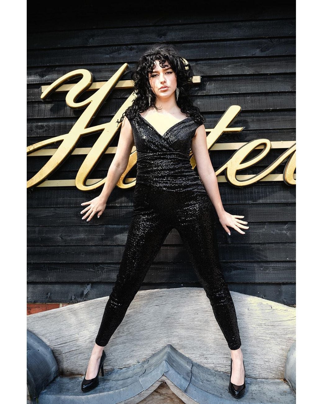 Pretty Eccentric Black Femme Totale Sequin Jumpsuit