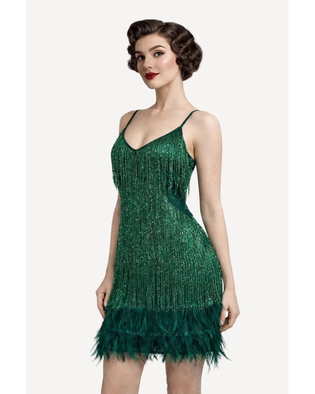 Pretty Eccentric Green Hundred Watt Tassel Dress
