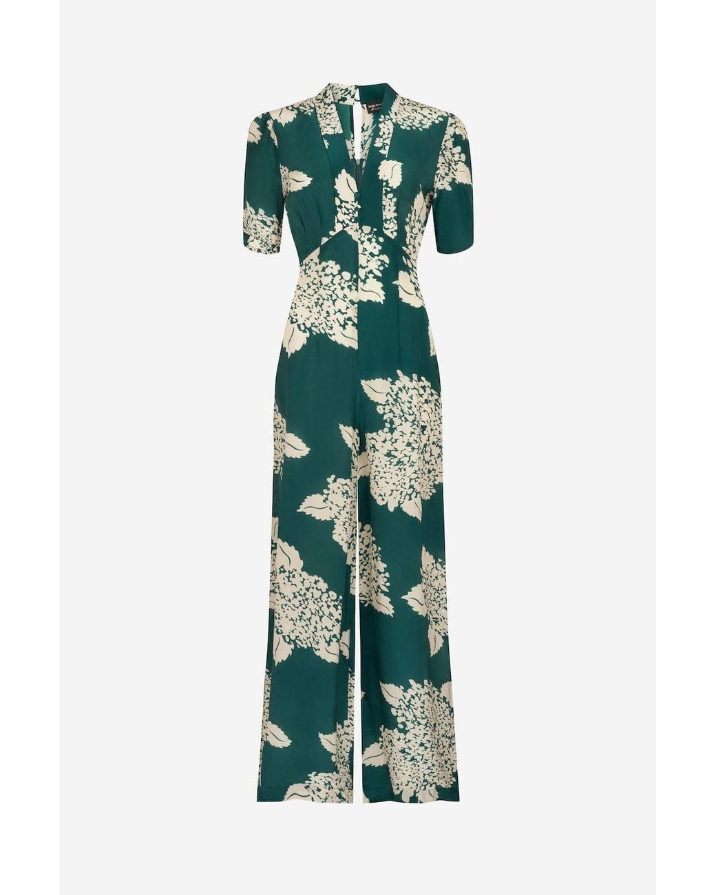 Pretty Eccentric Green Hydrangea Print Mabel Jumpsuit