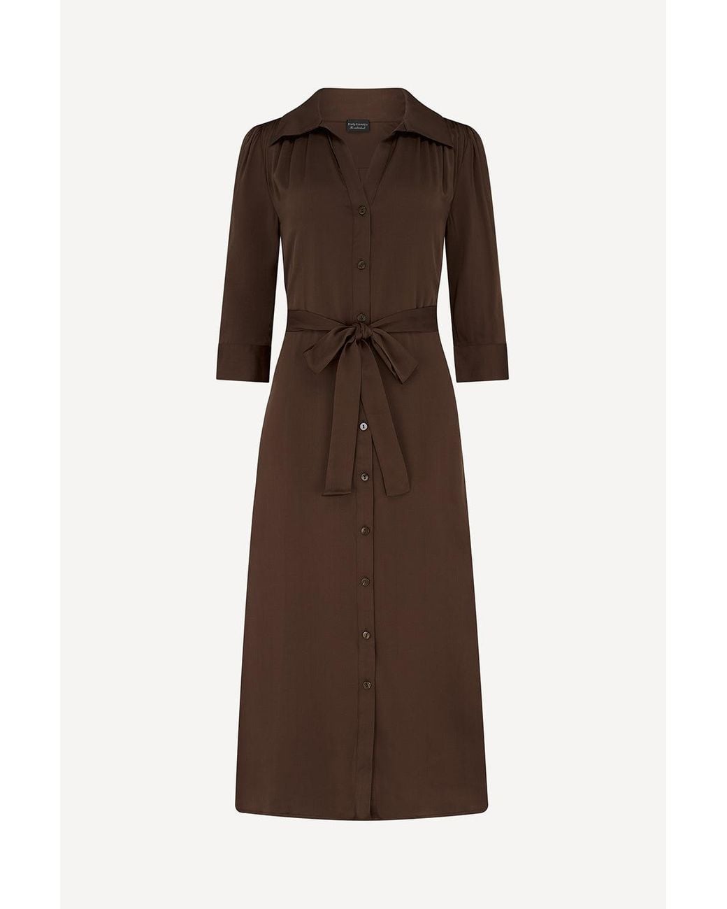 Michelle Corvane Brown Silk Blend Vera Shirt Dress