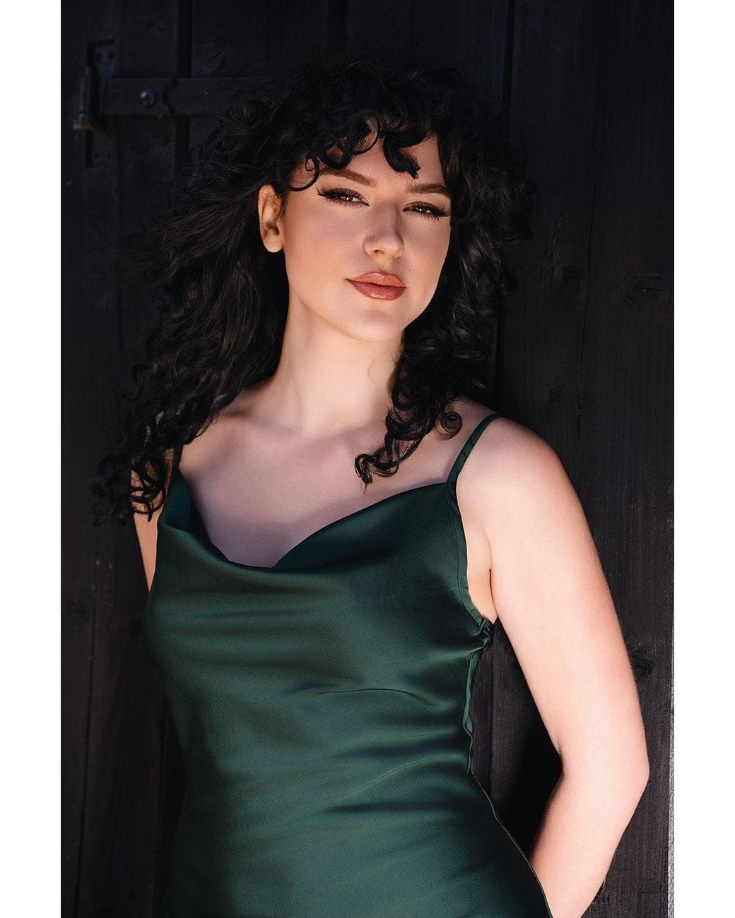 Michelle Corvane Green Aurelia Satin Slip Dress