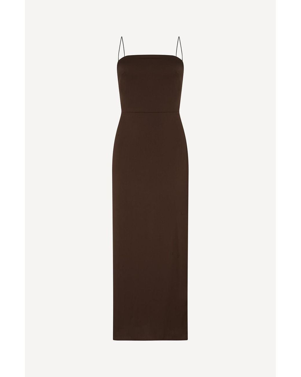 Michelle Corvane Brown Chocolate Silk Blend Maxi Slip Slip Dress
