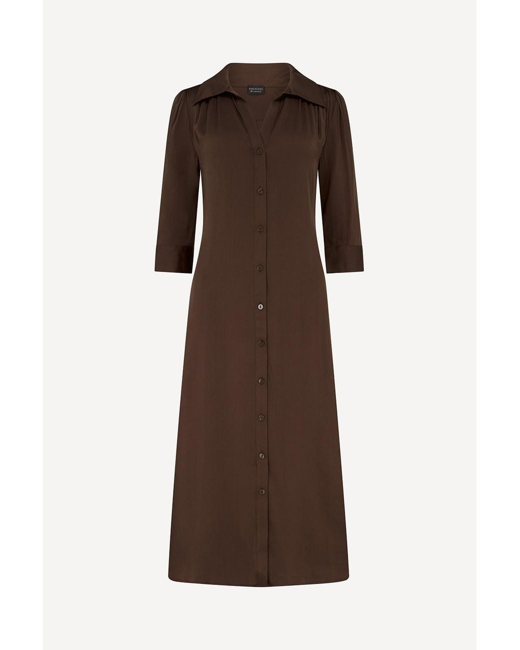 Michelle Corvane Brown Silk Blend Vera Shirt Dress