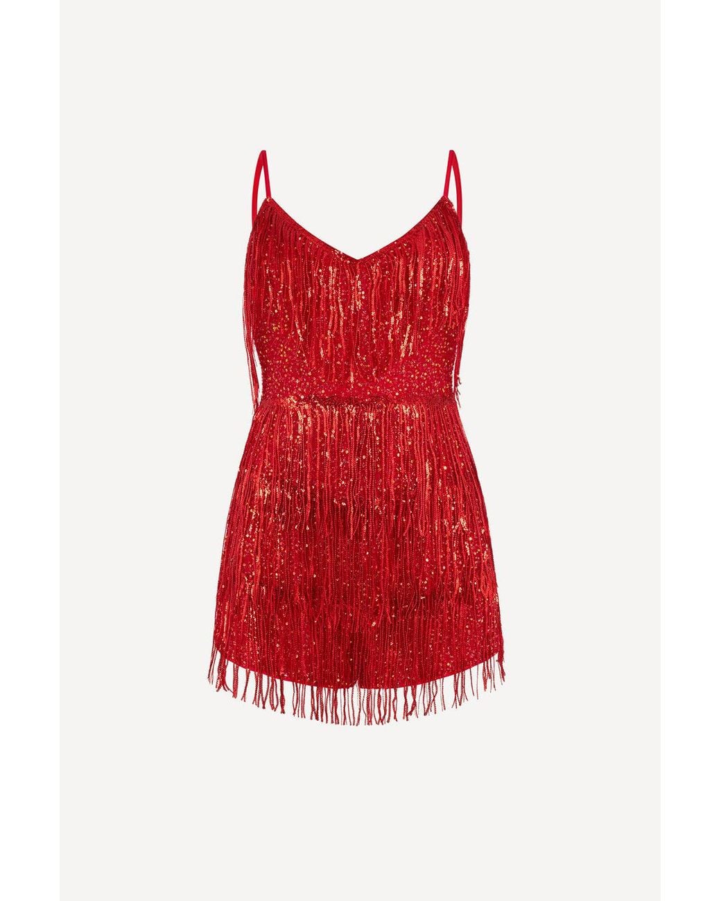Pretty Eccentric Red Bon Bon Playsuit