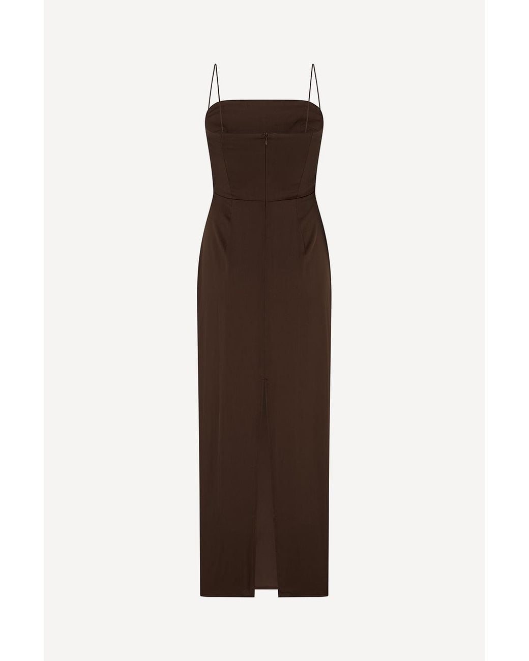Michelle Corvane Brown Chocolate Silk Blend Maxi Slip Slip Dress