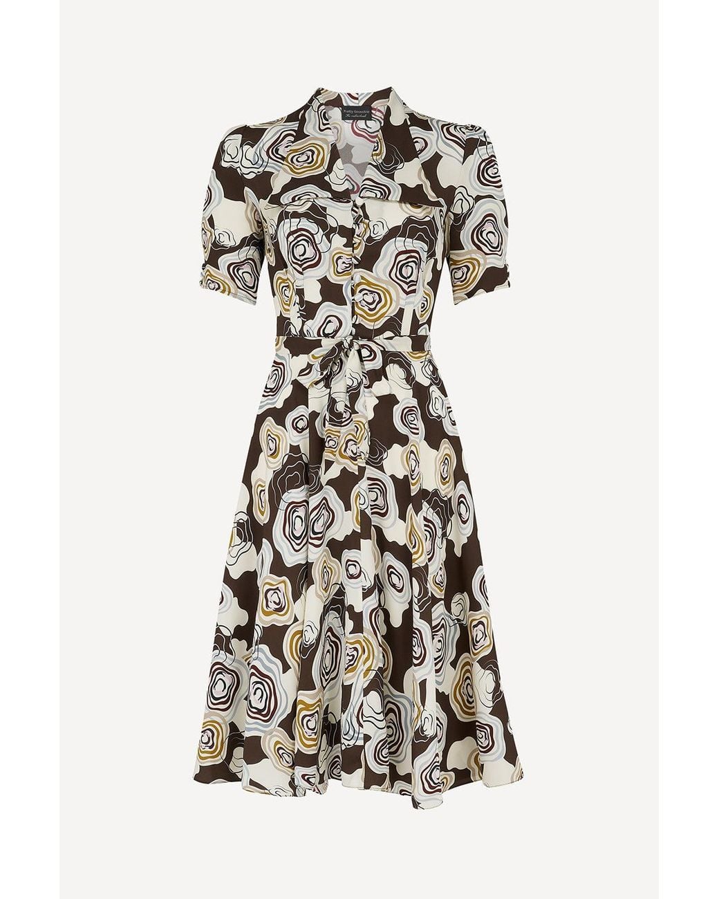 Michelle Corvane White Cloudflower Print Iris Dress