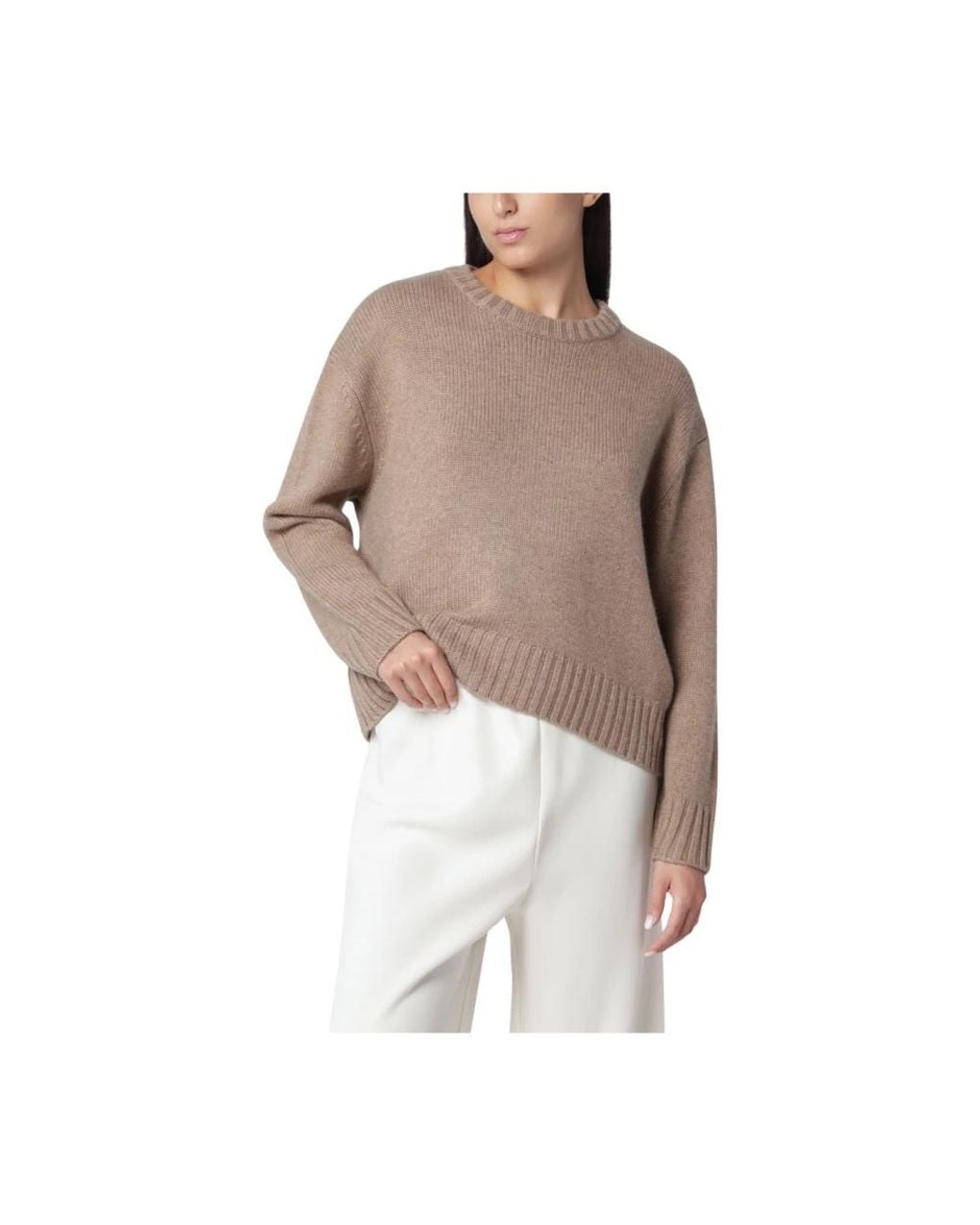 Almala Brown Round-Neck Knitwear