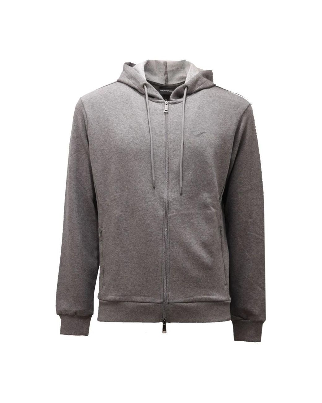 Armani Hoodies & Sweatvesten ,Grijs ,Full Zip Grijs Melange Sweatshirt in het Gray voor heren