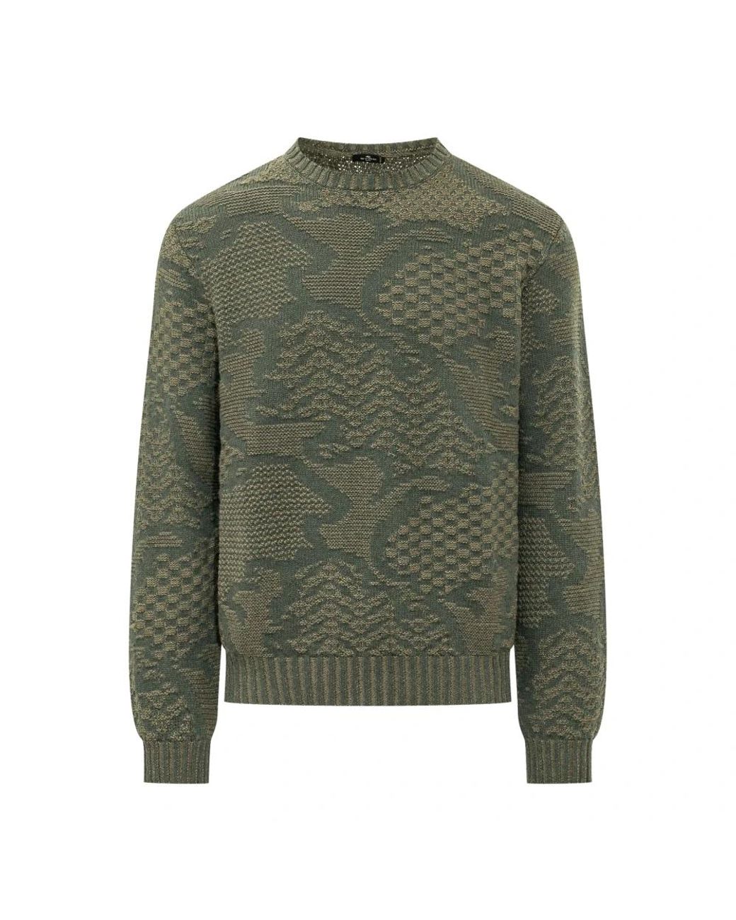 Etro Green Round-Neck Knitwear for men