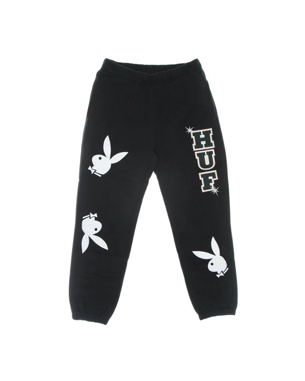 Huf Broeken ,Zwart ,Katoen Zwarte Playboy Konijn Hoofd Fleece Broek in het Black voor heren
