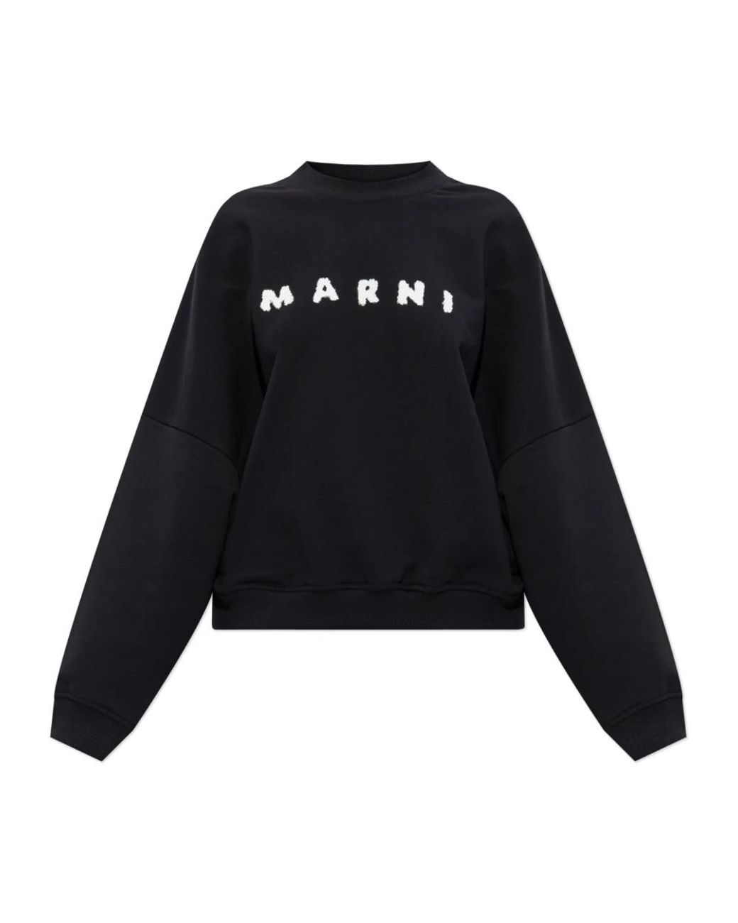 Marni Hoodies & Sweatvesten ,Zwart ,Katoen Sweatshirt Met Logo in het Black