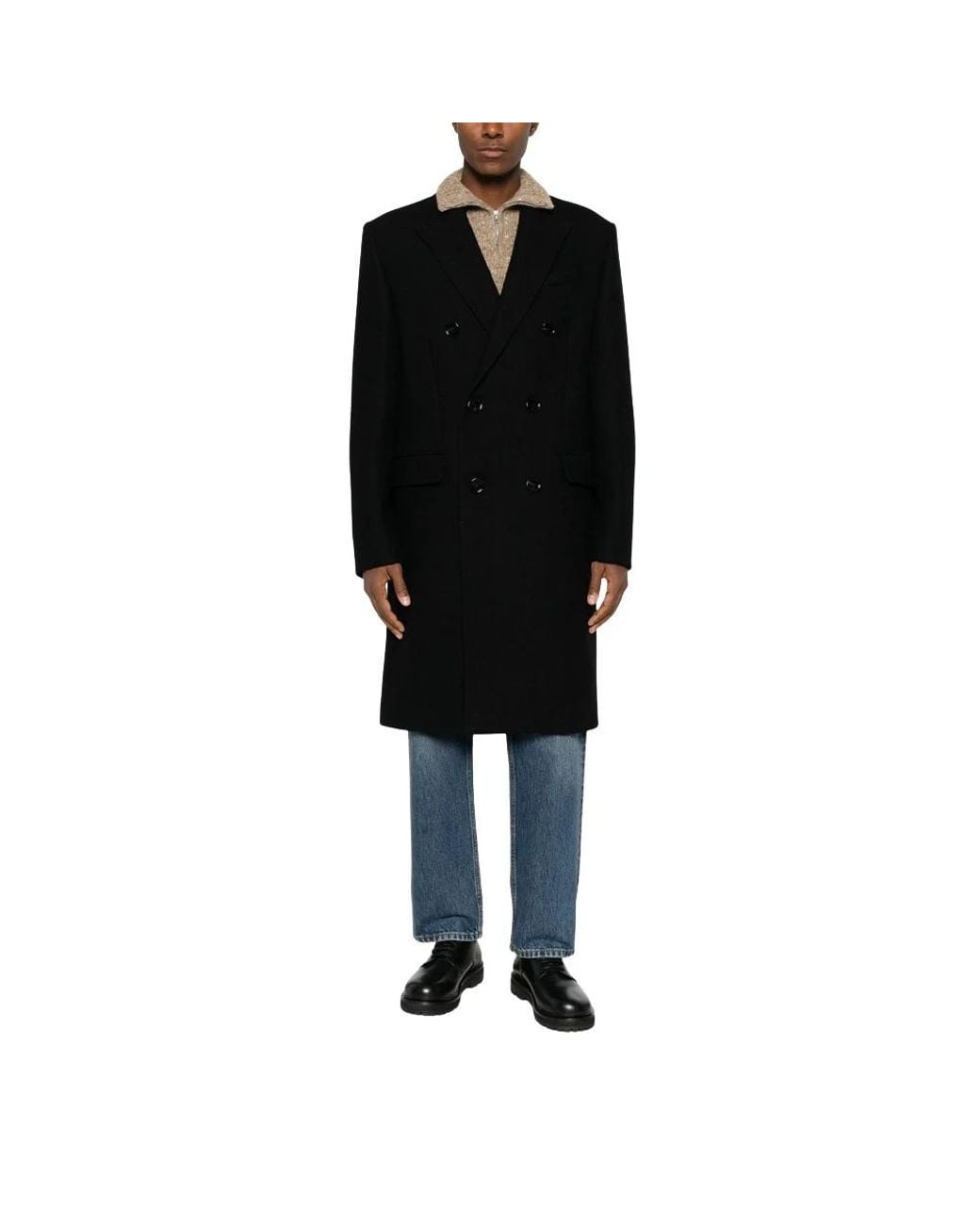 AMI Black Double-Breasted Coats for men