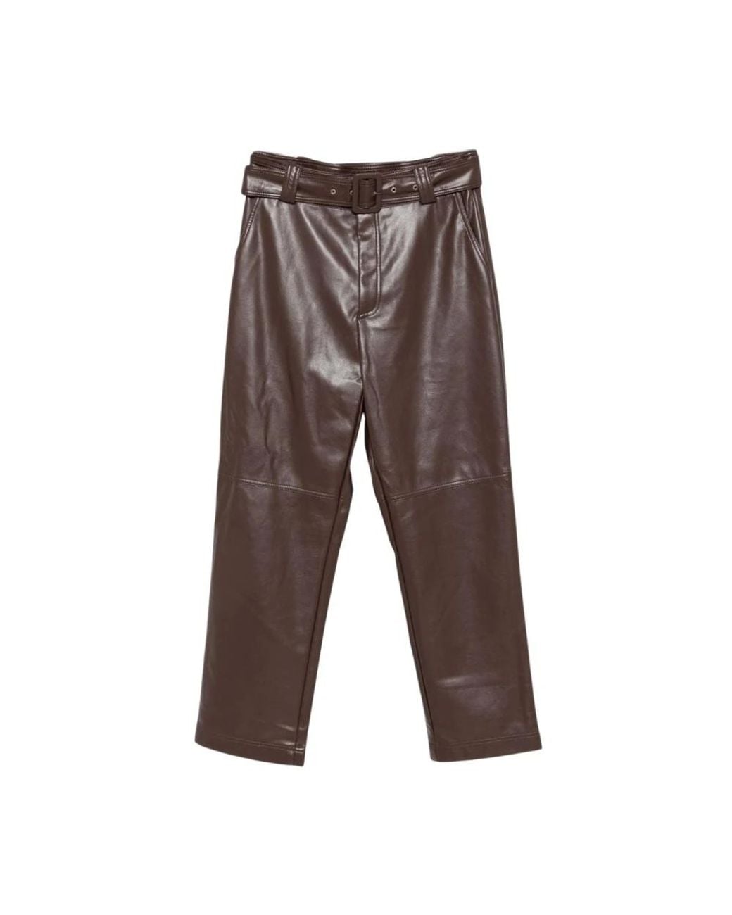 Twinset Brown Leather Trousers