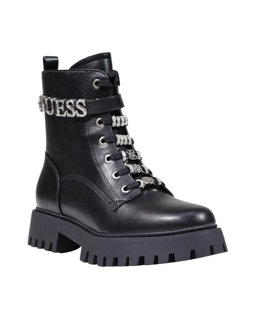 Guess Black Lace-Up Boots