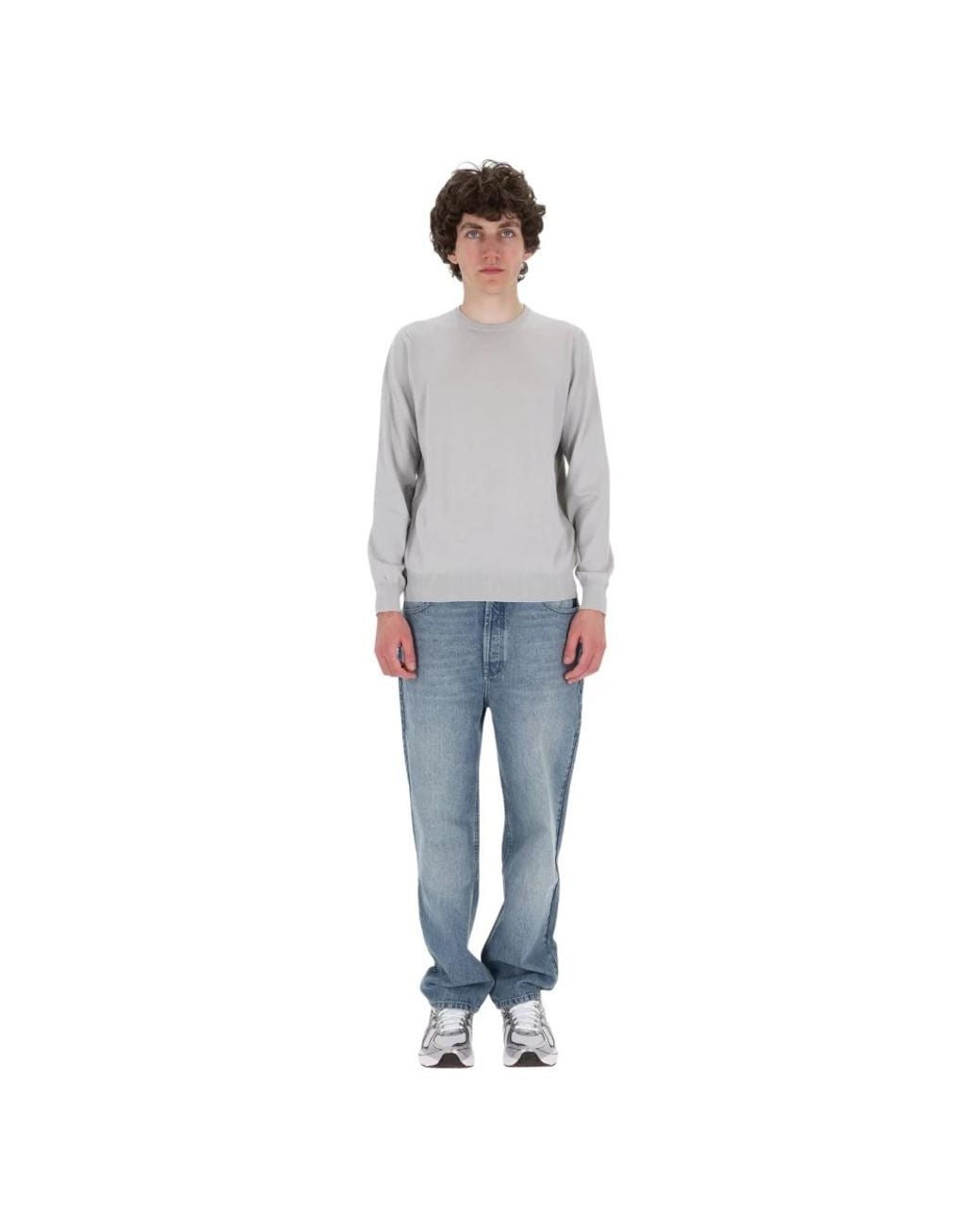 Barba Napoli Gray Round-Neck Knitwear for men