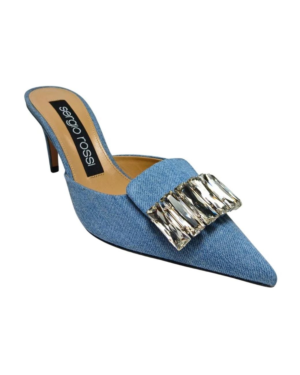 Sergio Rossi Blue Heeled Mules