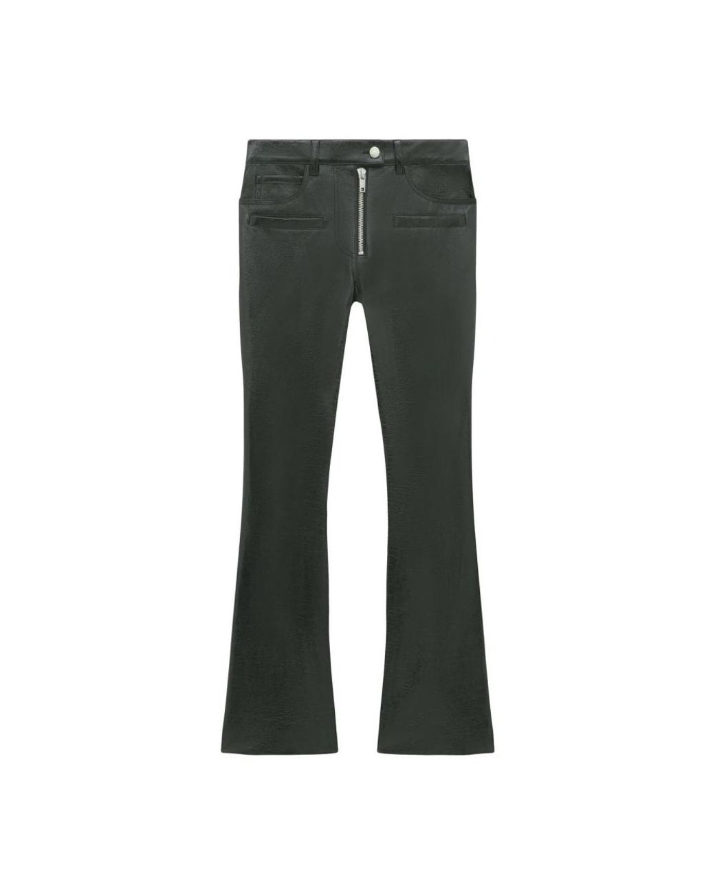 Courreges Broeken ,Zwart ,Katoen Vinyl Broek Met Rits in het Gray