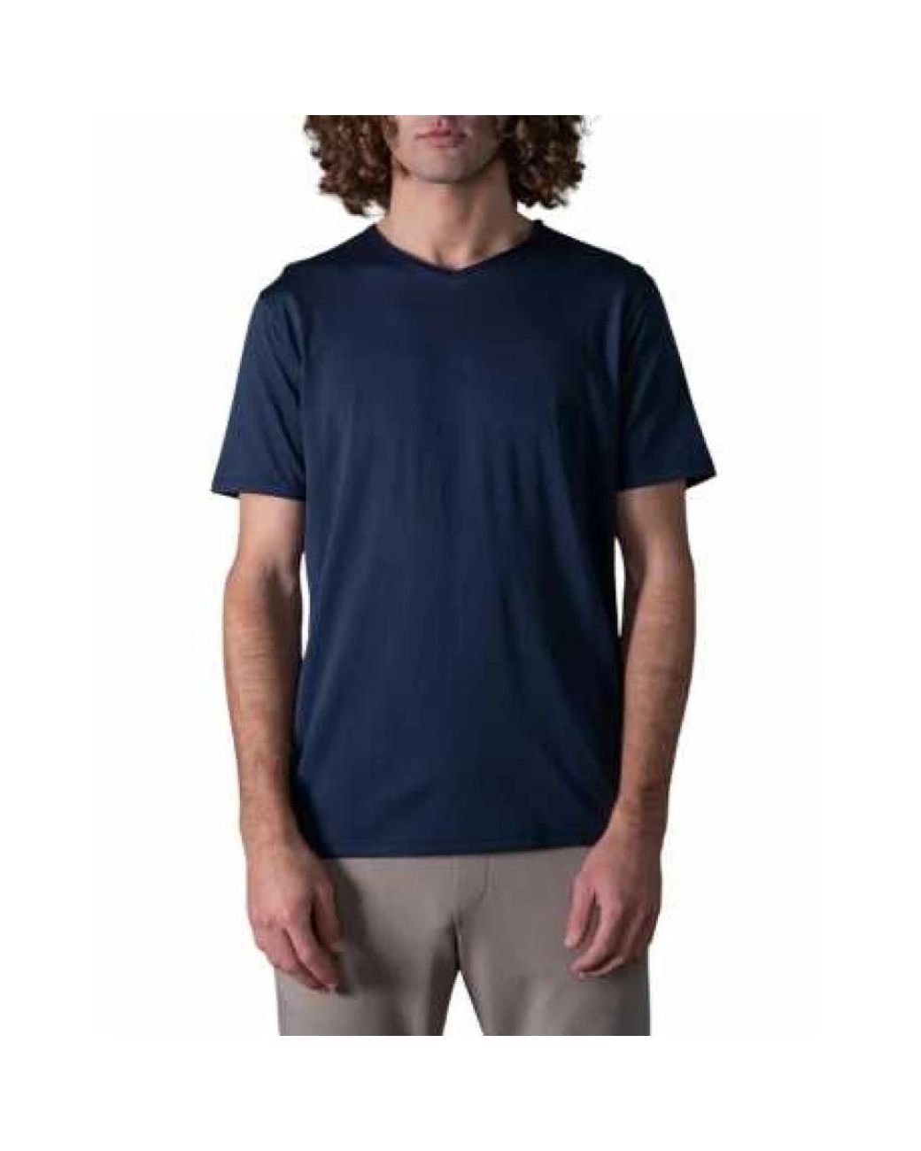 ANONYM APPAREL Tops ,Blauw ,Katoen Milo V-Neck T-Shirt in het Blue voor heren