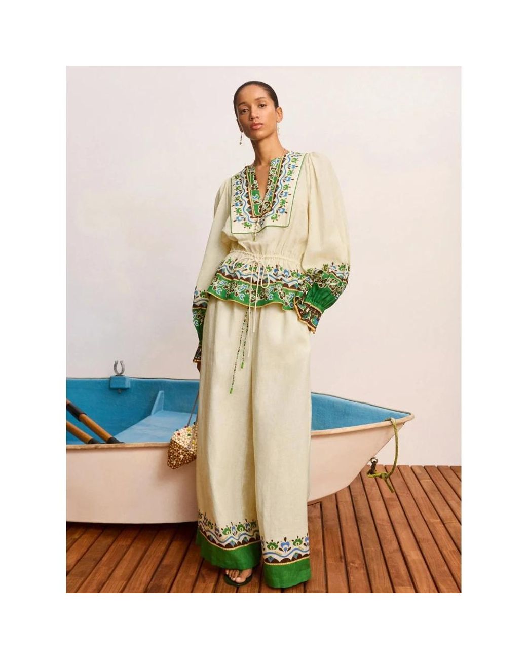 ALÉMAIS Green Wide Trousers
