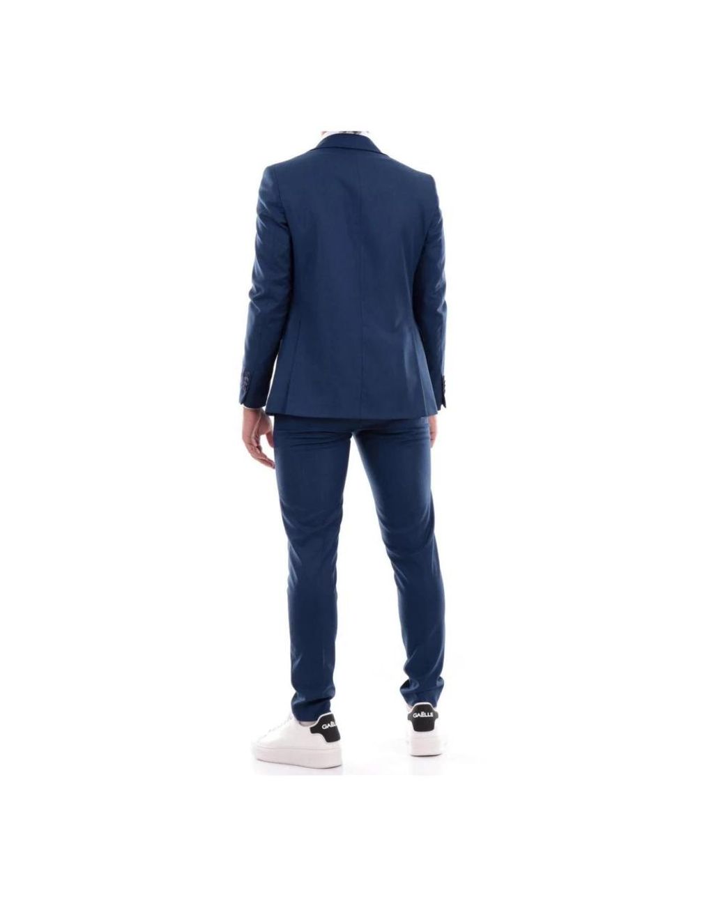 MULISH Blue Single Breasted Suits for men
