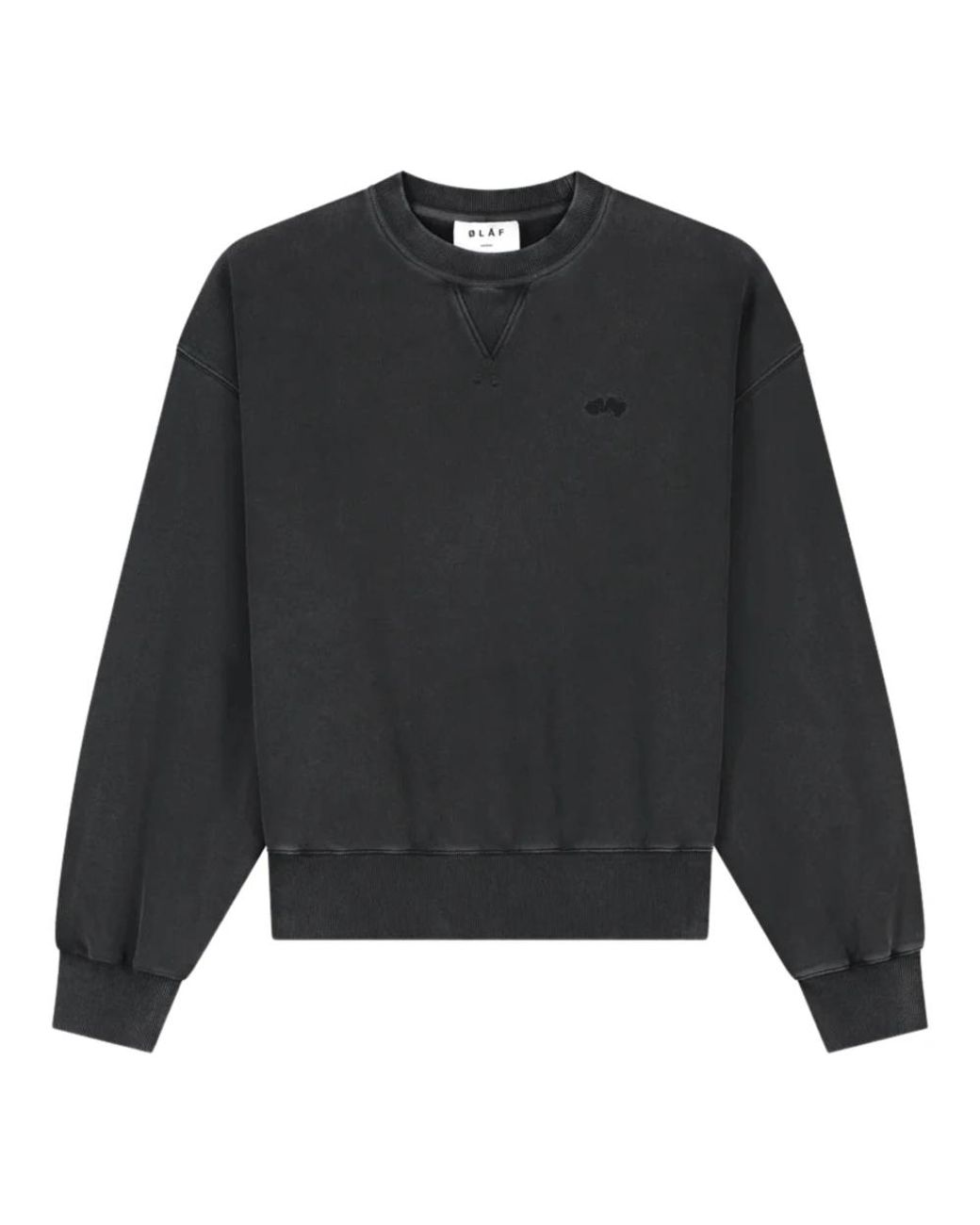 Olaf Hussein Hoodies & Sweatvesten ,Grijs ,Katoen Washed Signature Boxy Crewneck in het Black voor heren