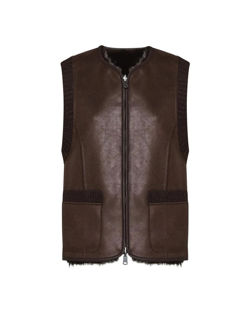 Urbancode Jassen ,Bruin ,Leer Omkeerbare Bodywarmer in het Brown