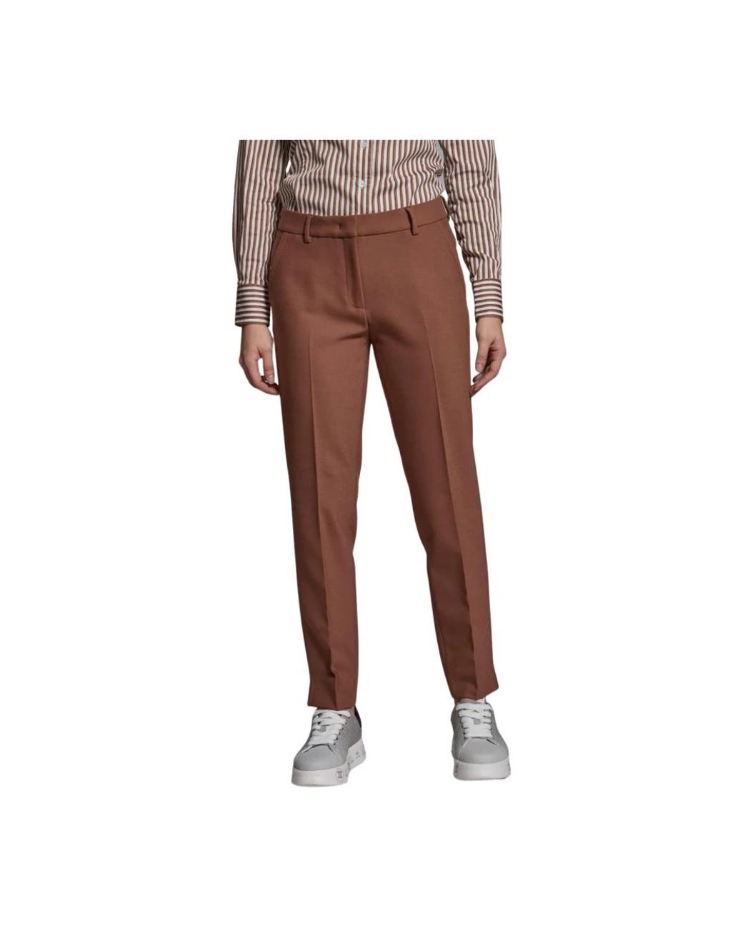 Via Masini 80 Brown Straight Trousers