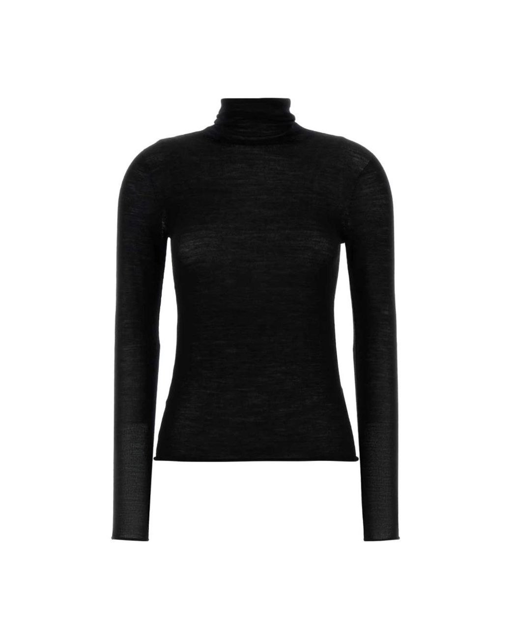 Carven Truien & Vesten ,Zwart ,Wol Sheer Turtleneck Knit in het Black