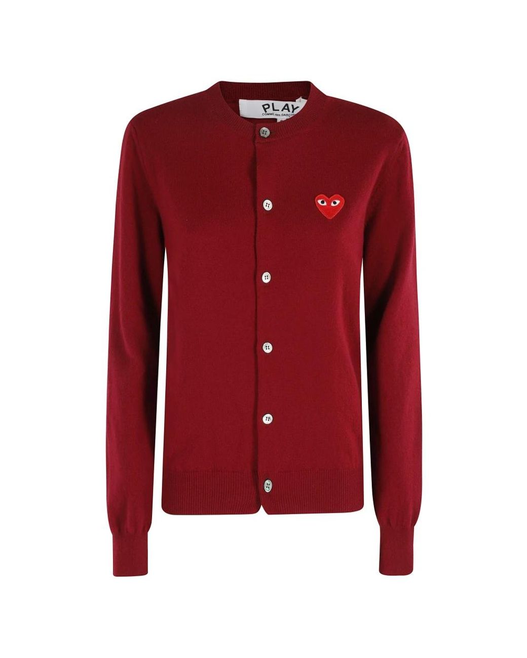 COMME DES GARÇONS PLAY Truien & Vesten ,Rood ,Round Neck Cardigan Emblem in het Red