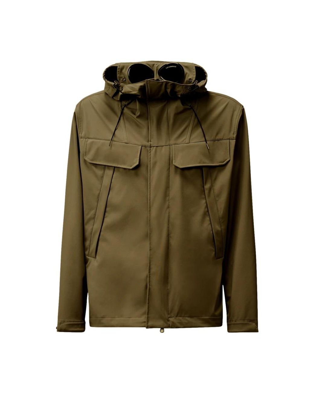C P Company Jassen ,Bruin ,Groene Goggle Jas Met Verborgen Bril in het Green voor heren