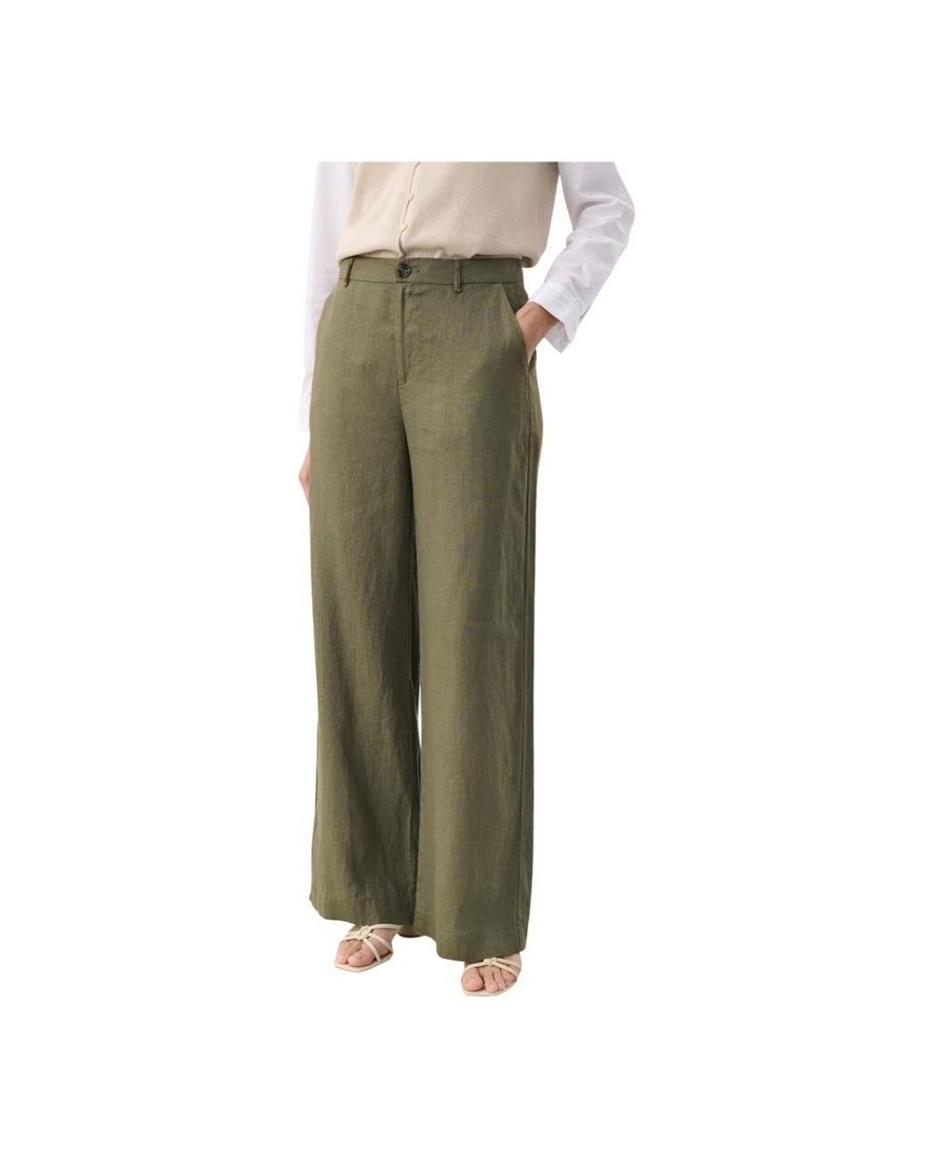 Part Two Broeken ,Grijs ,Linnen Wijde Linnen Broek in het Green