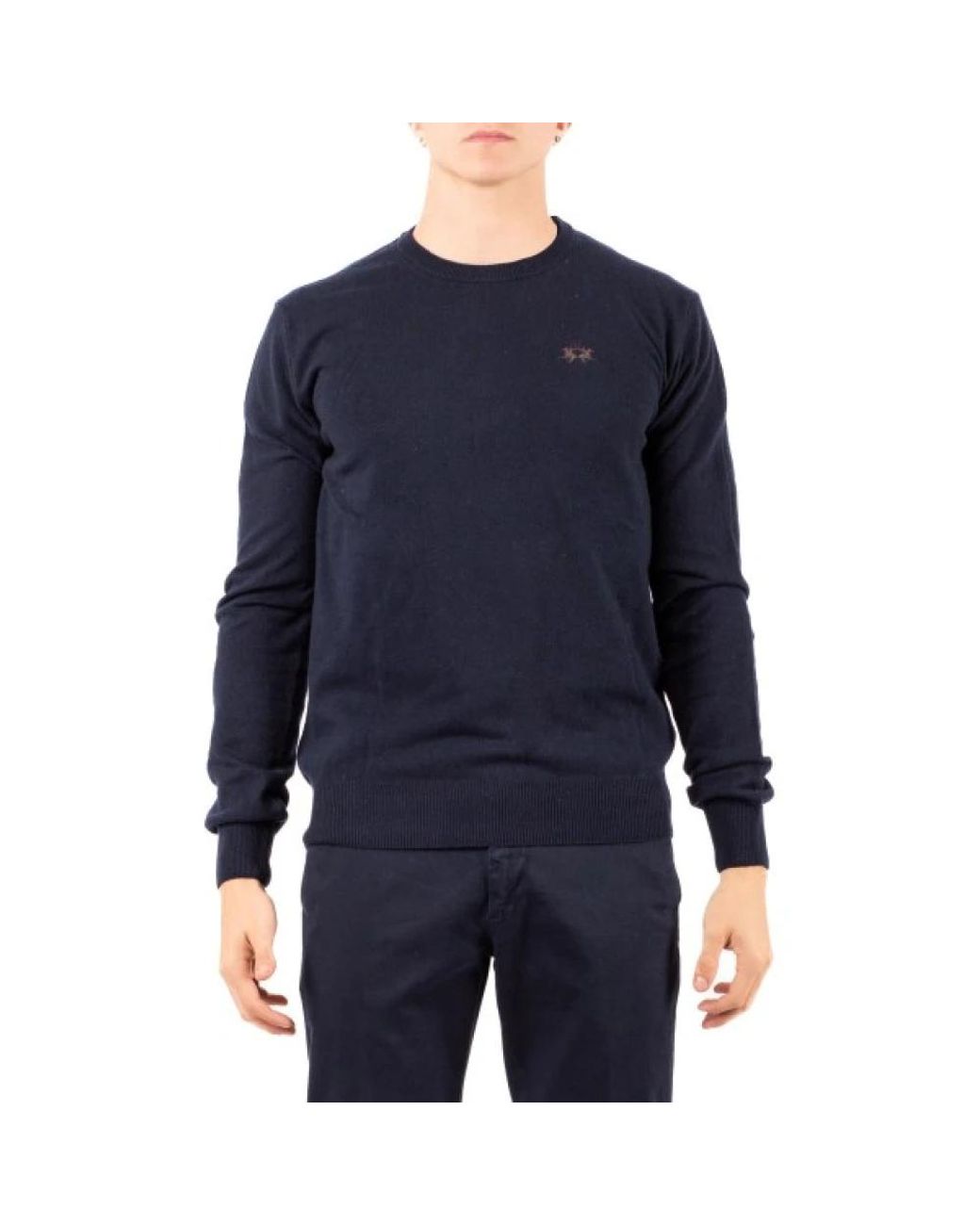 La Martina Blue Round-Neck Knitwear for men