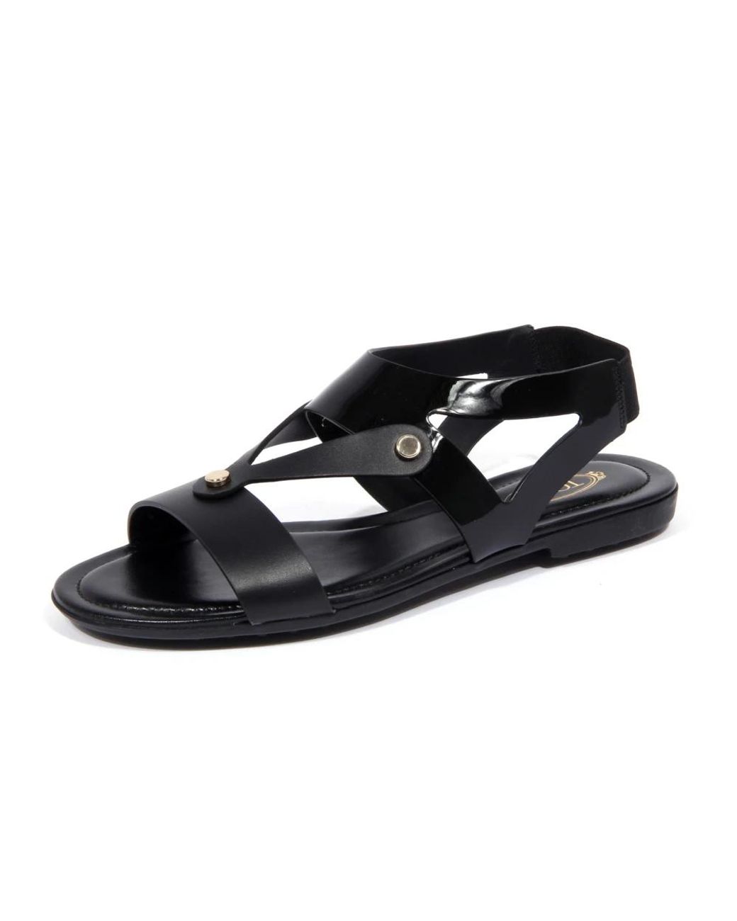 Tod's Schoenen ,Zwart ,Leren Patent Schoen Sandaal Model in het Black
