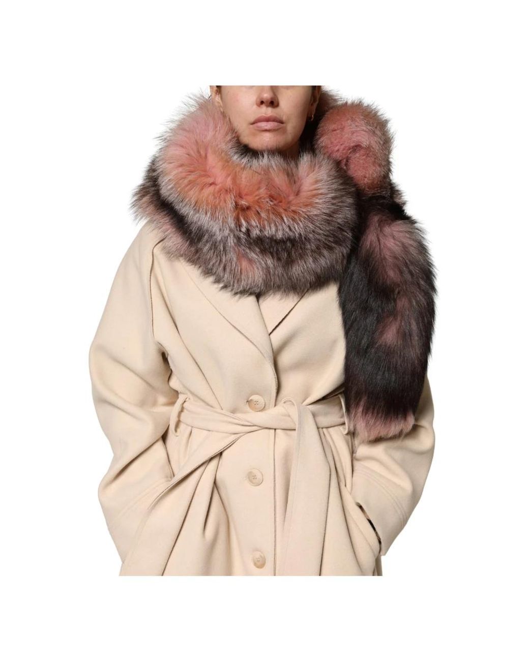 Dolce & Gabbana Accessoires ,Roze ,Frost Fox Fur Neck Warmer Winter Sjaal in het Brown