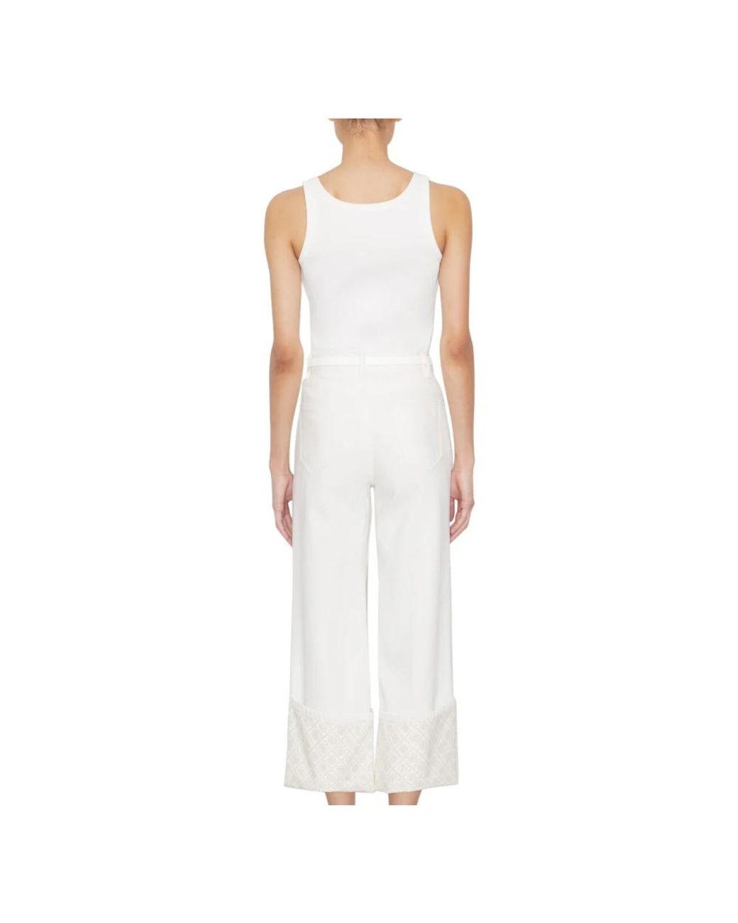 Tory Burch White Wide Trousers