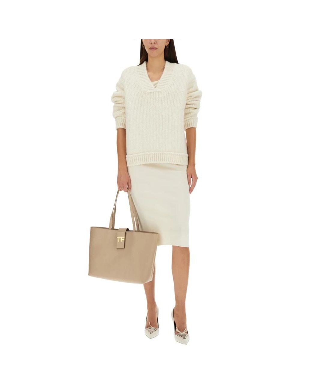 Tom Ford White V-Neck Knitwear