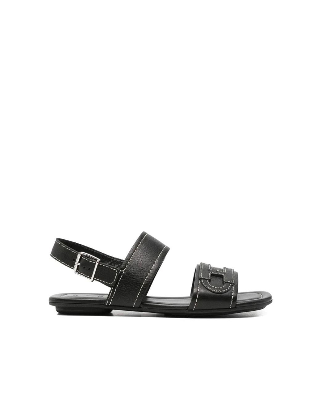 Hogan Black Flat Sandals