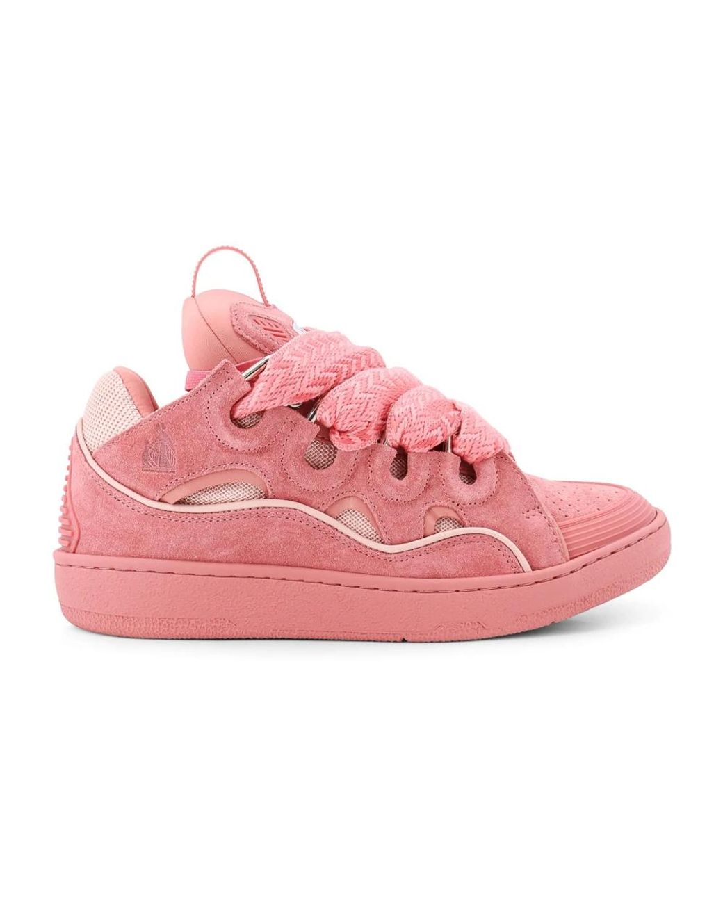 Lanvin Schoenen ,Roze ,Suède Suede En Mesh Low-Top Sneakers in het Pink