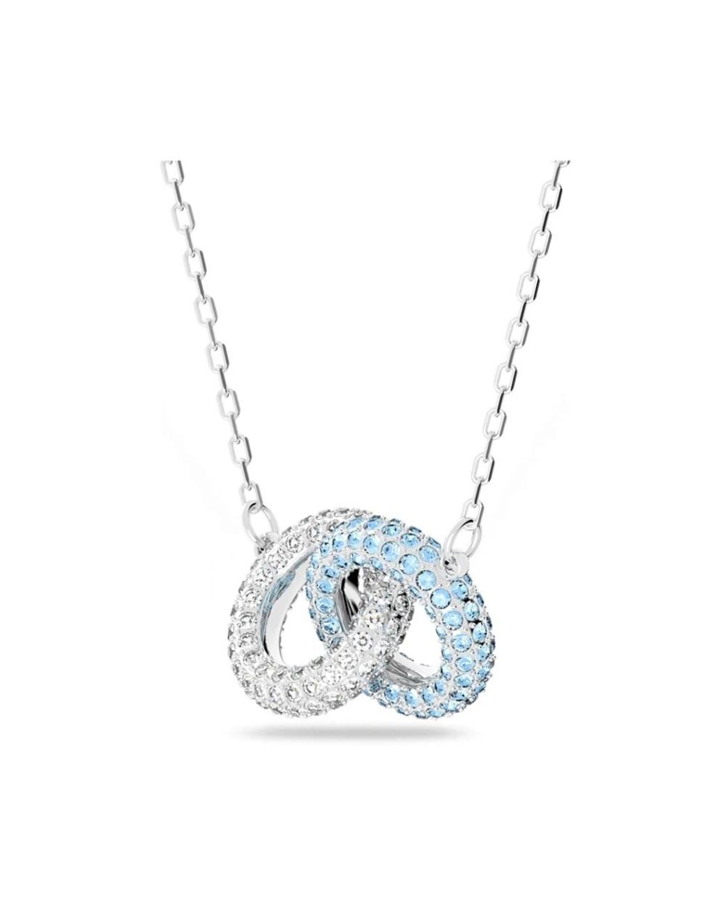 Swarovski White Stone Pavé Interlocking Circles Halskette