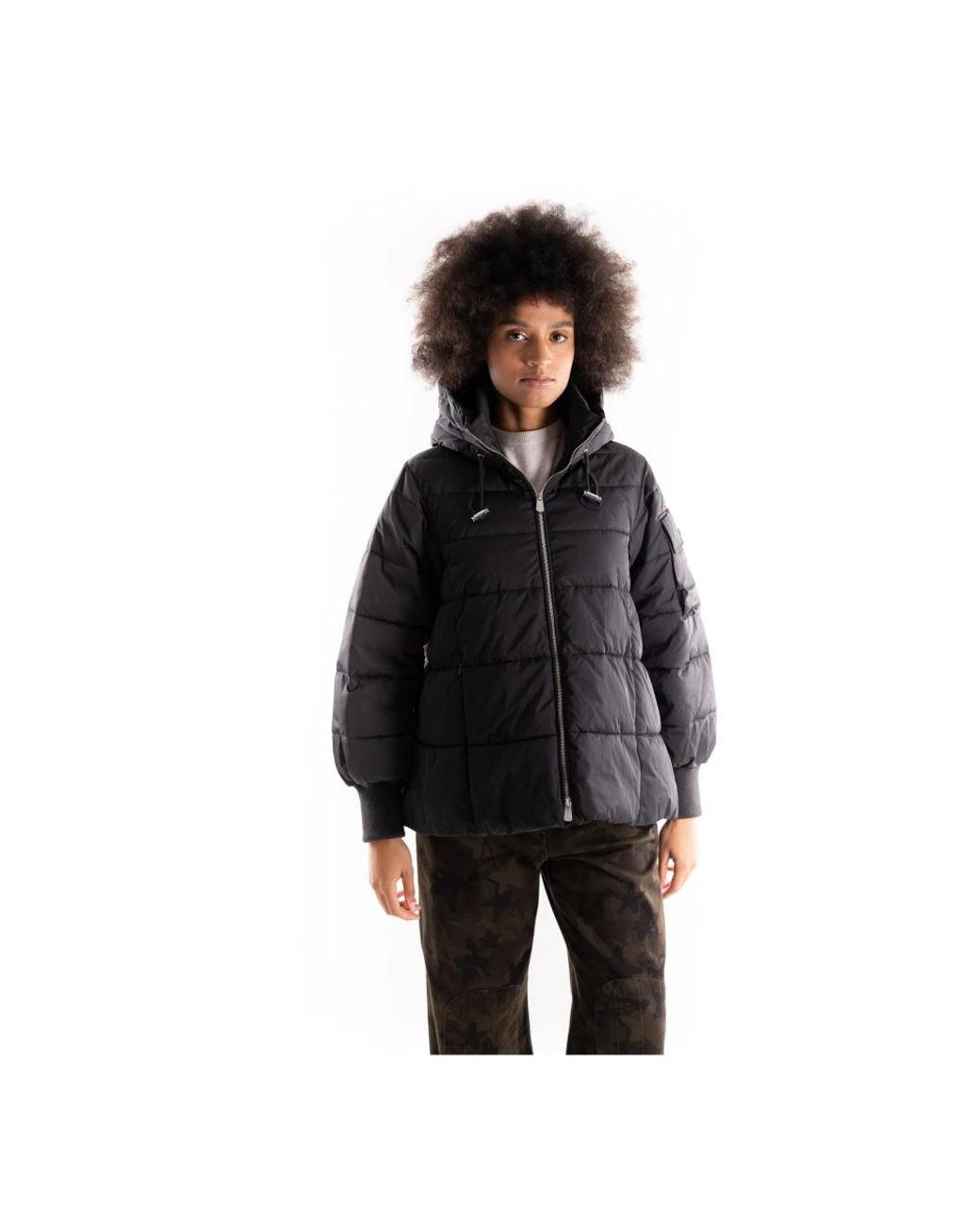 Pinko Piumino Flare Padded Jacket in het Black