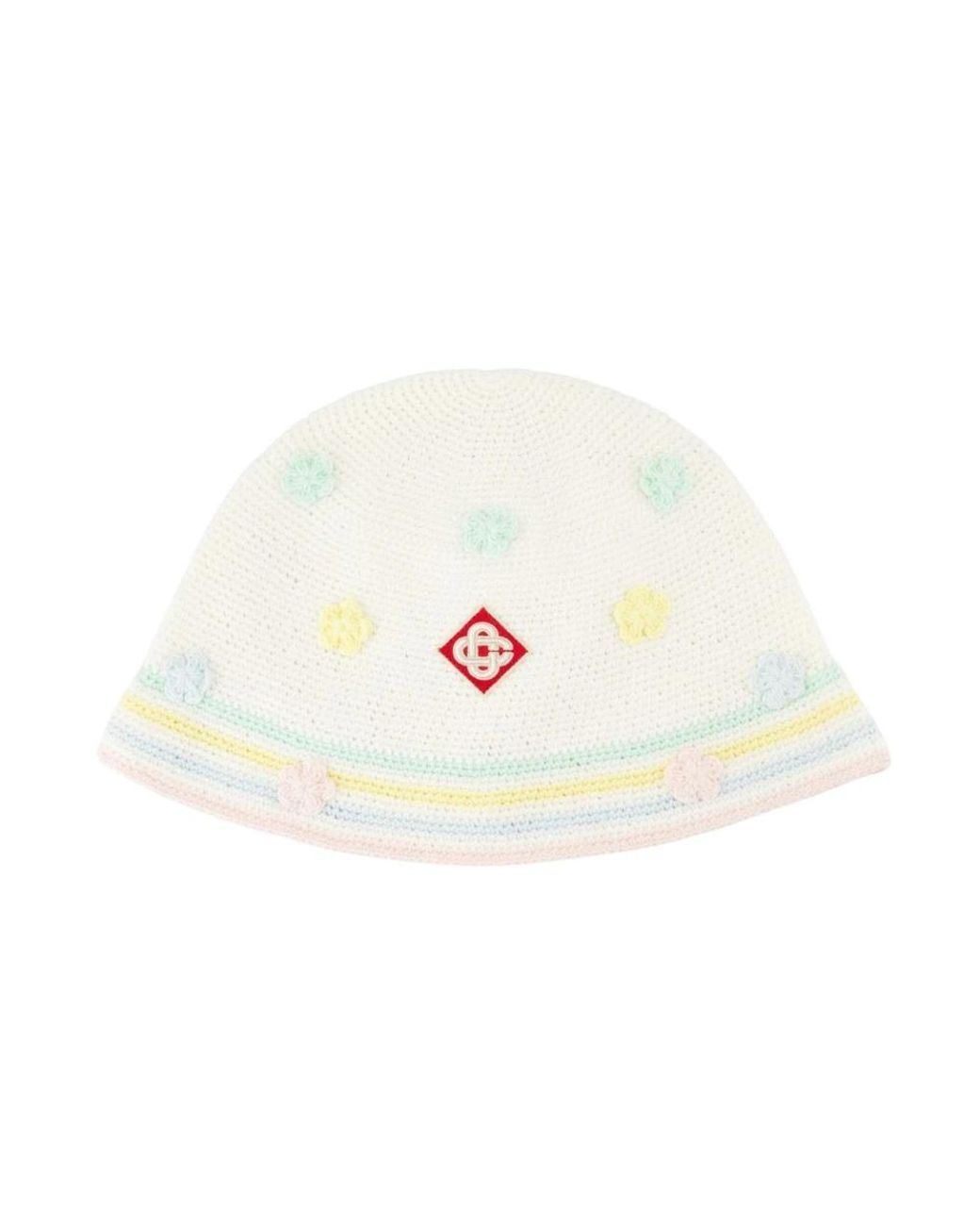 Casablanca Accessoires ,Wit ,Geborduurde Bloem Bucket Hat in het White